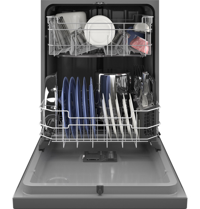 GE ENERGY STAR Front Control with Plastic Interior Dishwasher with Sanitize Cycle & Dry Boost 3